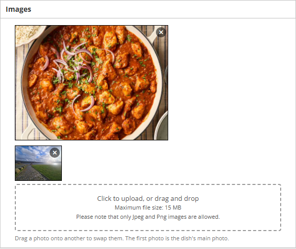 A dish with two photos