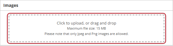 The upload area in the Images panel
