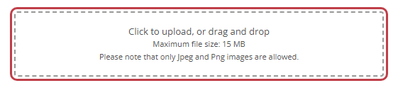 The upload area in the Images panel